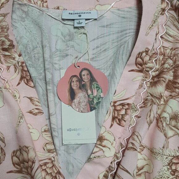 Agua Bendita X Target Romantic Floral Print Flare Sleeve Romper NWT Size Large - Picture 7 of 9